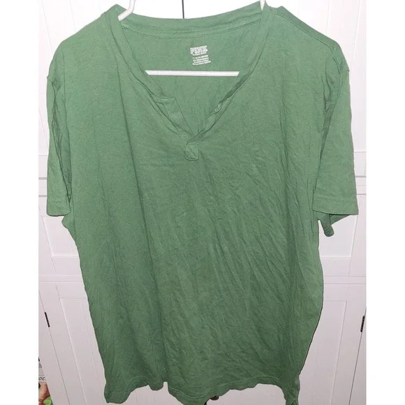 Victoria's Secret PINK 2 Pack XL T-Shirts Green Solid Tie Dye Split Neck Cotton - Picture 6 of 12